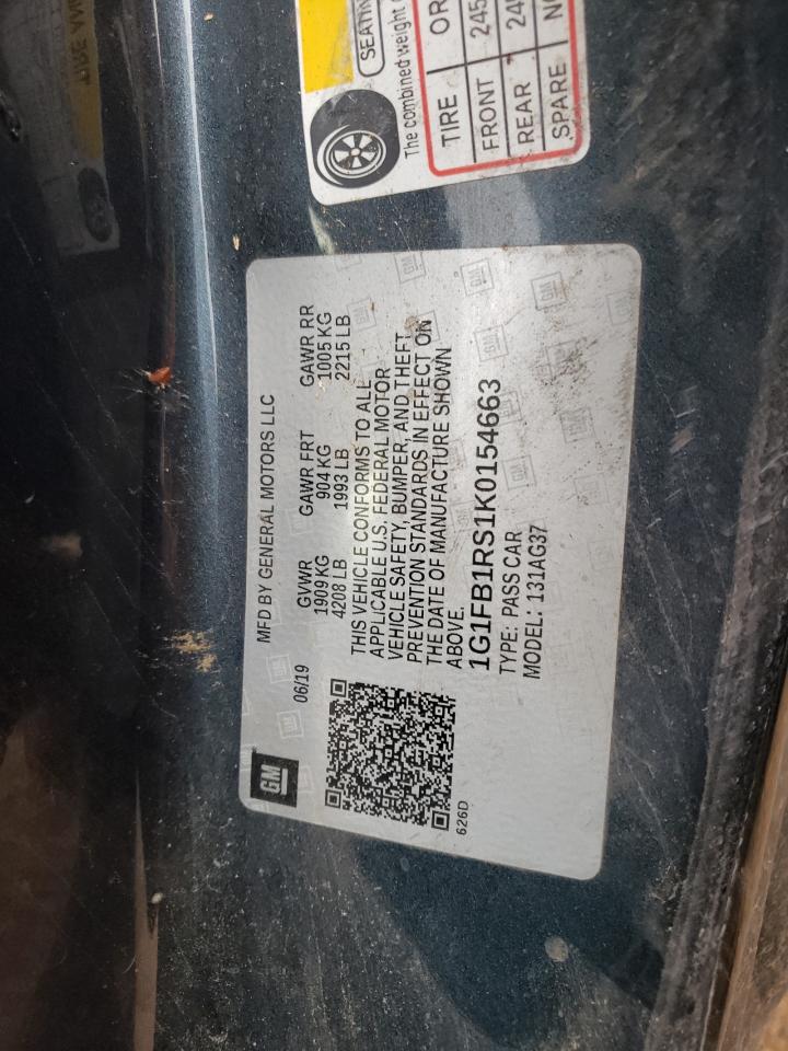 1G1FB1RS1K0154663 2019 Chevrolet Camaro Ls