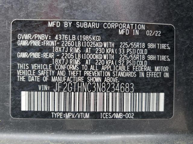 2022 Subaru Crosstrek Limited VIN: JF2GTHNC3N8234683 Lot: 52007384