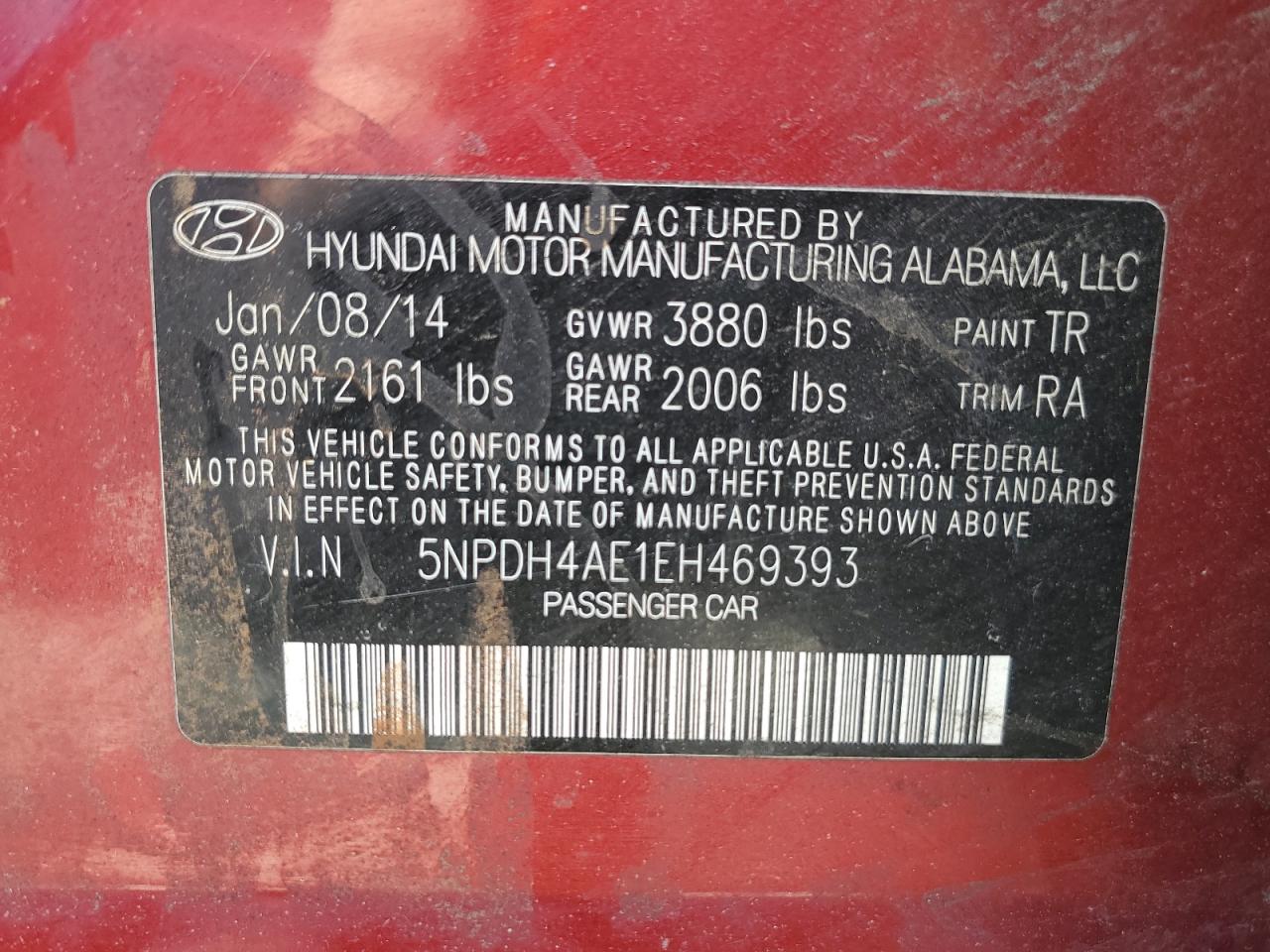 5NPDH4AE1EH469393 2014 Hyundai Elantra Se