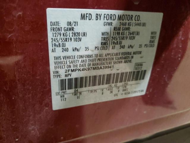 2021 Ford Edge Titanium VIN: 2FMPK4K97MBA39941 Lot: 56440054