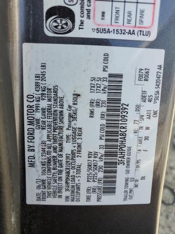 2012 Ford Fusion Se VIN: 3FAHP0HA8CR109392 Lot: 53491264