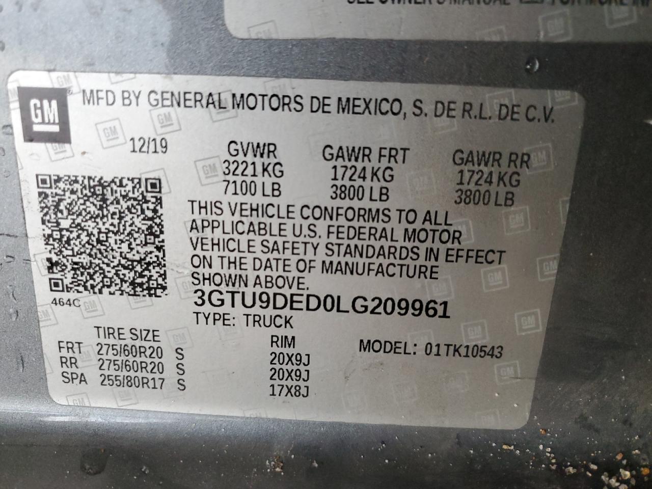 3GTU9DED0LG209961 2020 GMC Sierra K1500 Slt