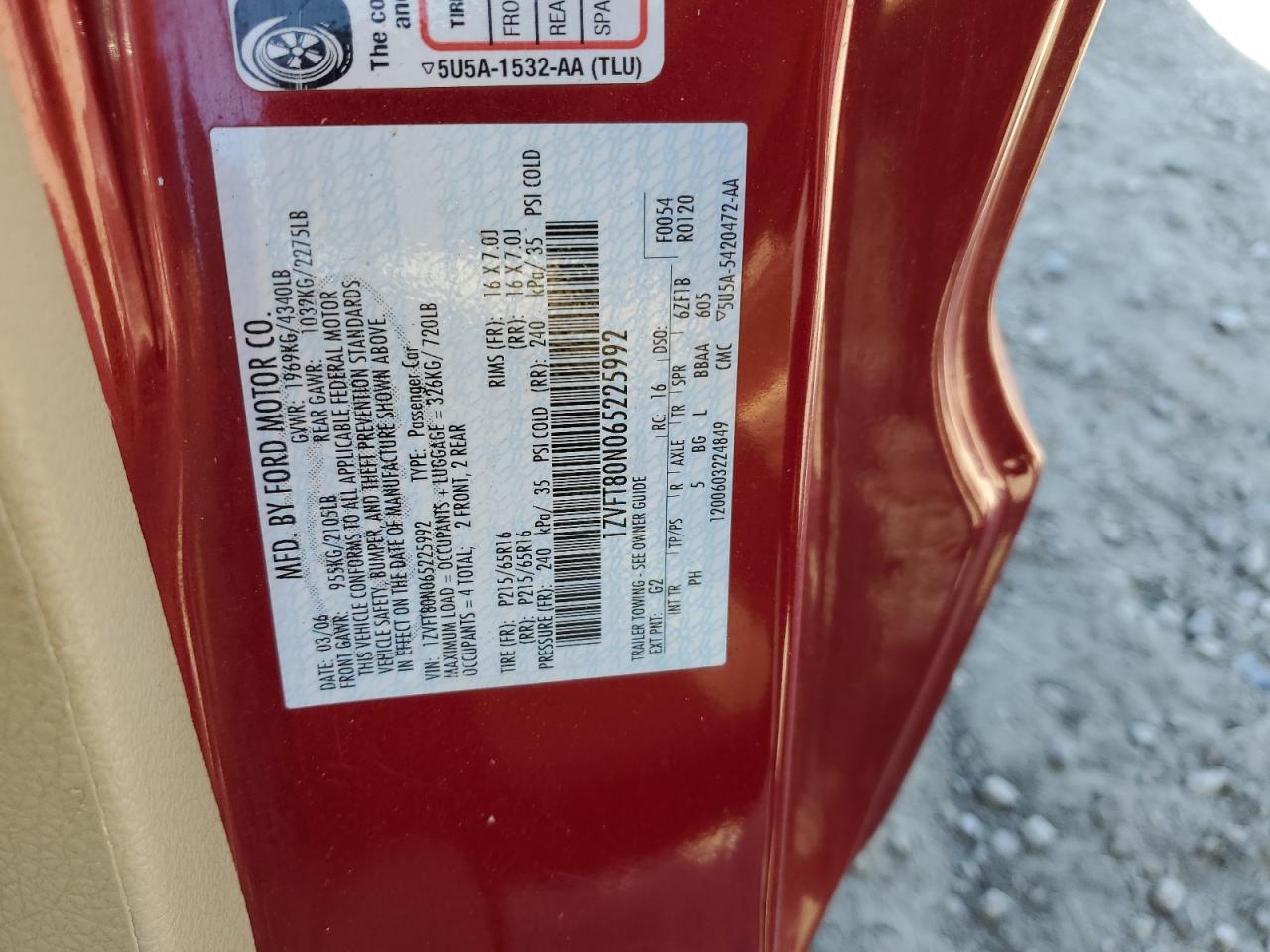 1ZVFT80N065225992 2006 Ford Mustang