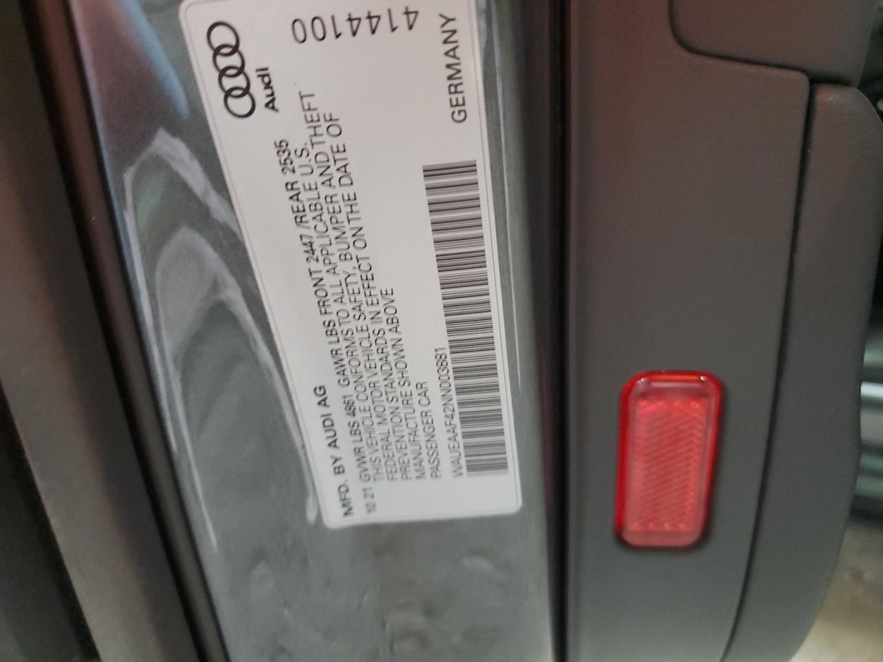 WAUEAAF42NN003881 2022 Audi A4 Premium Plus 45