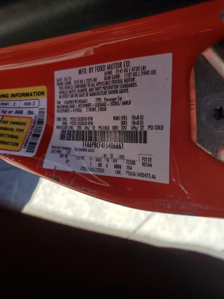 1FA6P8CF4F5406661 2015 Ford Mustang Gt