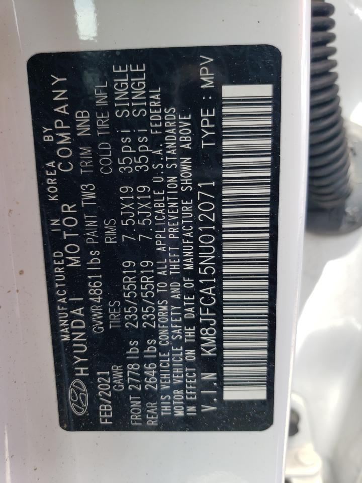 KM8JFCA15NU012071 2022 Hyundai Tucson Sel Convenience