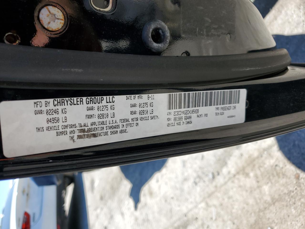 2C3CDYAG2CH105039 2012 Dodge Challenger Sxt