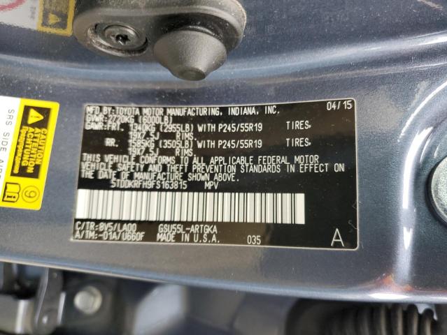 VIN 5TDDKRFH9FS163815 2015 Toyota Highlander, Limited no.12