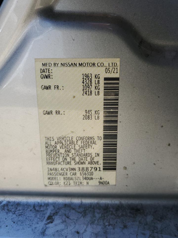 1N4BL4CV3MN388791 2021 Nissan Altima Sr