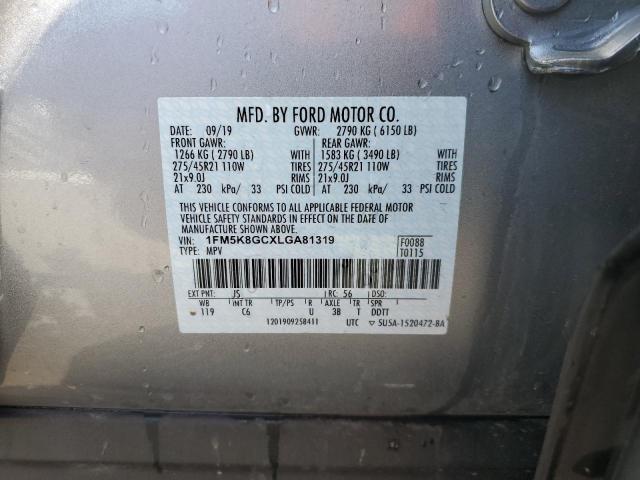 2020 Ford Explorer St VIN: 1FM5K8GCXLGA81319 Lot: 55883344