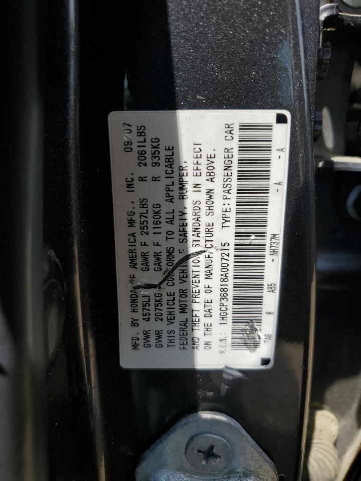 1HGCP36818A007215 2008 Honda Accord Exl