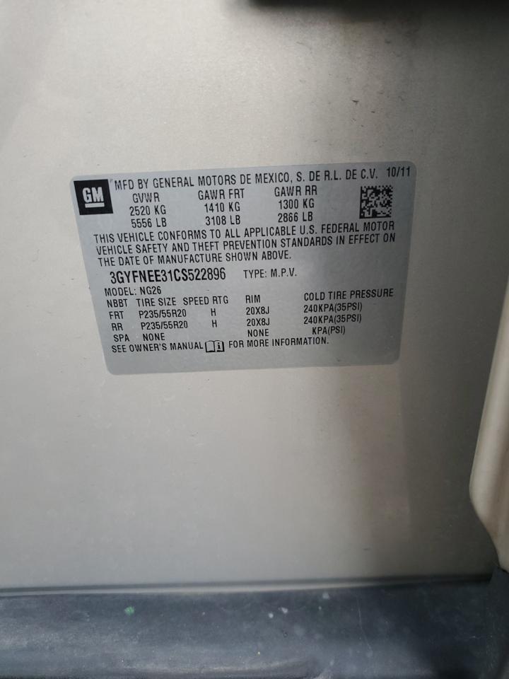 3GYFNEE31CS522896 2012 Cadillac Srx Performance Collection