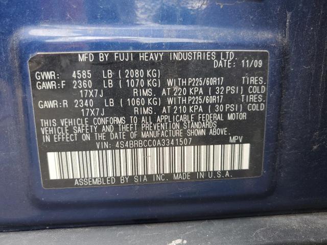 2010 Subaru Outback 2.5I Premium VIN: 4S4BRBCC0A3341507 Lot: 54970504