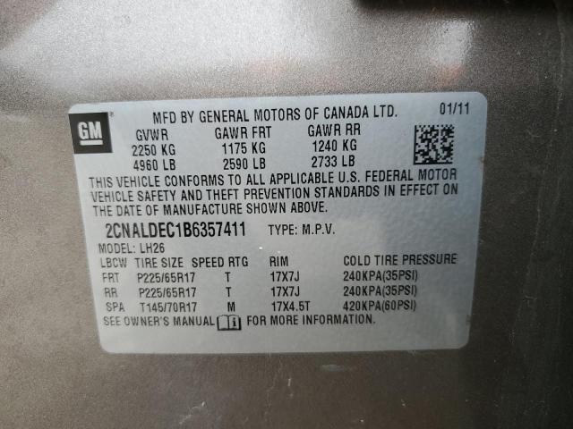 2011 Chevrolet Equinox Lt VIN: 2CNALDEC1B6357411 Lot: 54016994