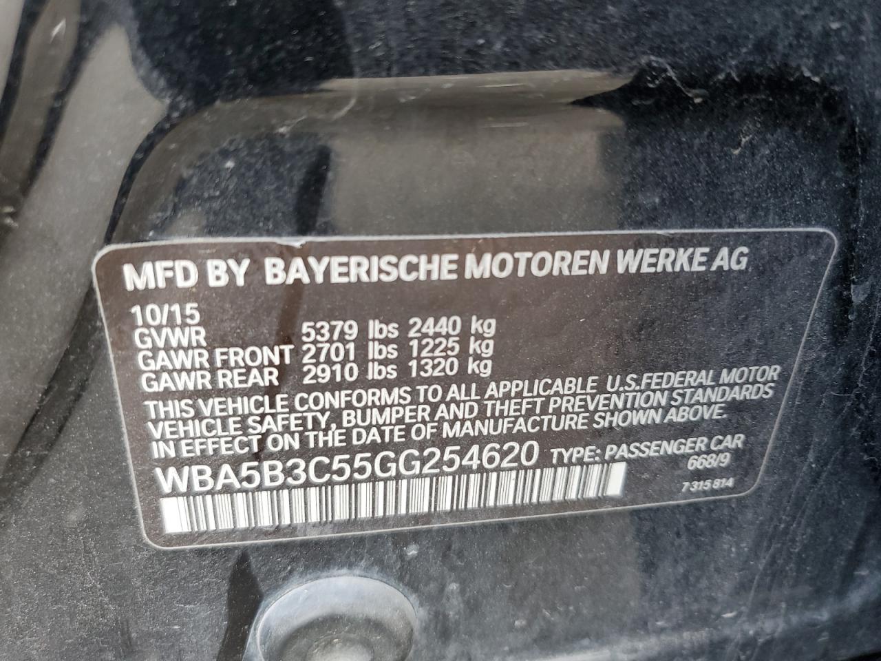 WBA5B3C55GG254620 2016 BMW 535 Xi