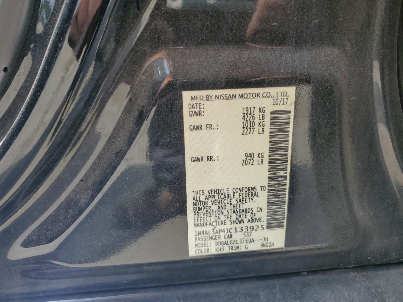 2018 Nissan Altima 2.5 vin: 1N4AL3AP4JC133925