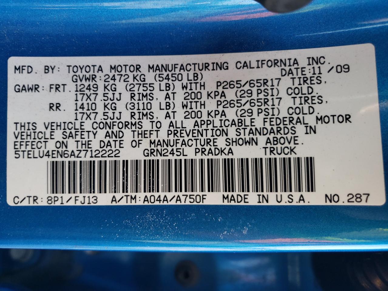 5TELU4EN6AZ712222 2010 Toyota Tacoma Double Cab