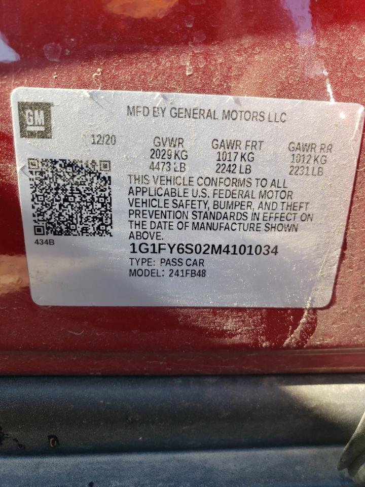 1G1FY6S02M4101034 2021 Chevrolet Bolt Ev Lt