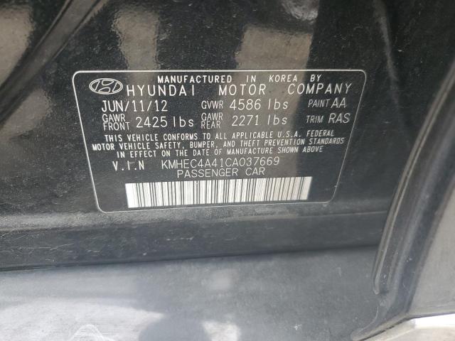 2012 Hyundai Sonata Hybrid VIN: KMHEC4A41CA037669 Lot: 55175104