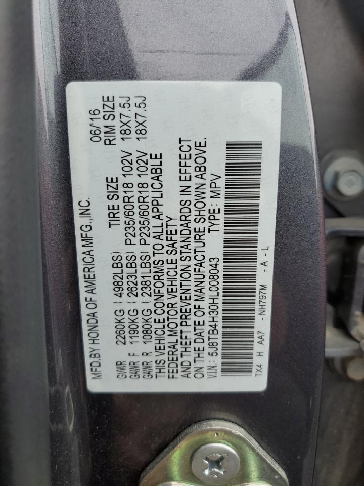 5J8TB4H30HL008043 2017 Acura Rdx