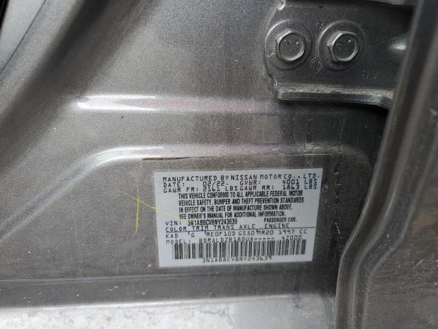 2022 Nissan Sentra Sv VIN: 3N1AB8CV8NY243639 Lot: 53794814