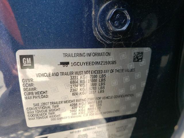 2021 Chevrolet Silverado K1500 Rst VIN: 1GCUYEED9MZ159085 Lot: 53953704