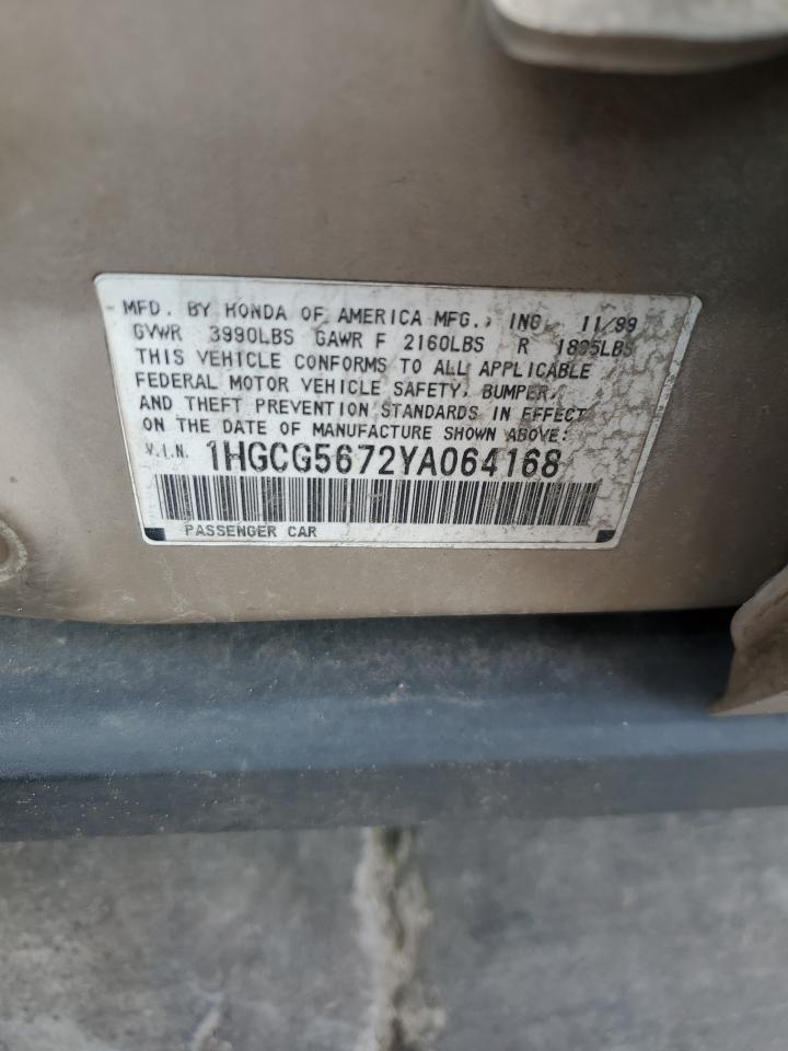 1HGCG5672YA064168 2000 Honda Accord Se