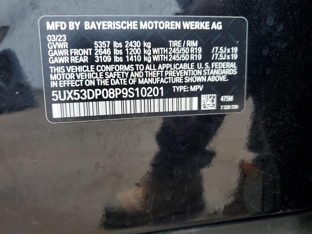 5UX53DP08P9S10201 2023 BMW X3 xDrive30I