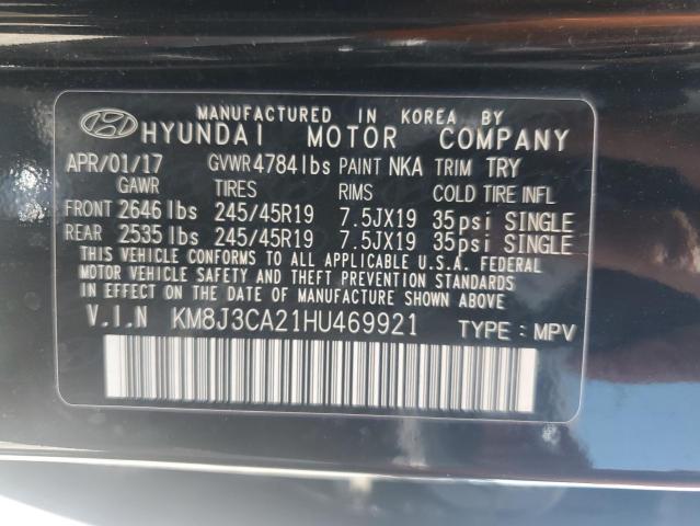 2017 Hyundai Tucson Limited VIN: KM8J3CA21HU469921 Lot: 55279624