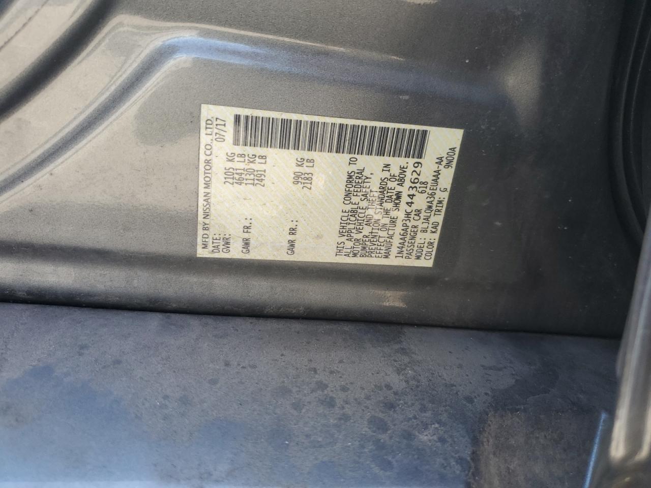 1N4AA6AP3HC443629 2017 Nissan Maxima 3.5S