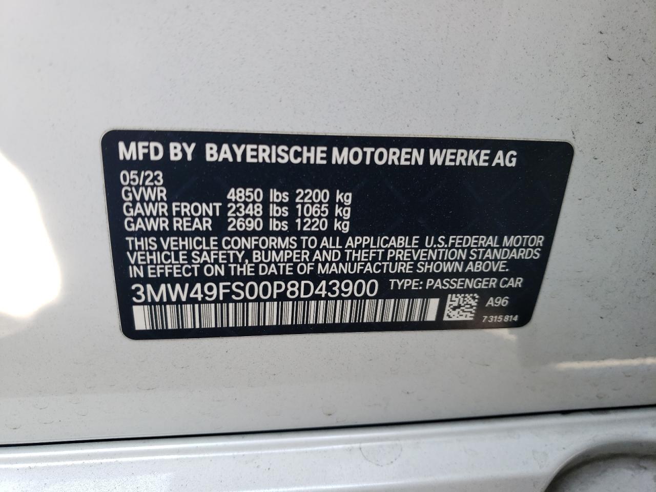 3MW49FS00P8D43900 2023 BMW M340I