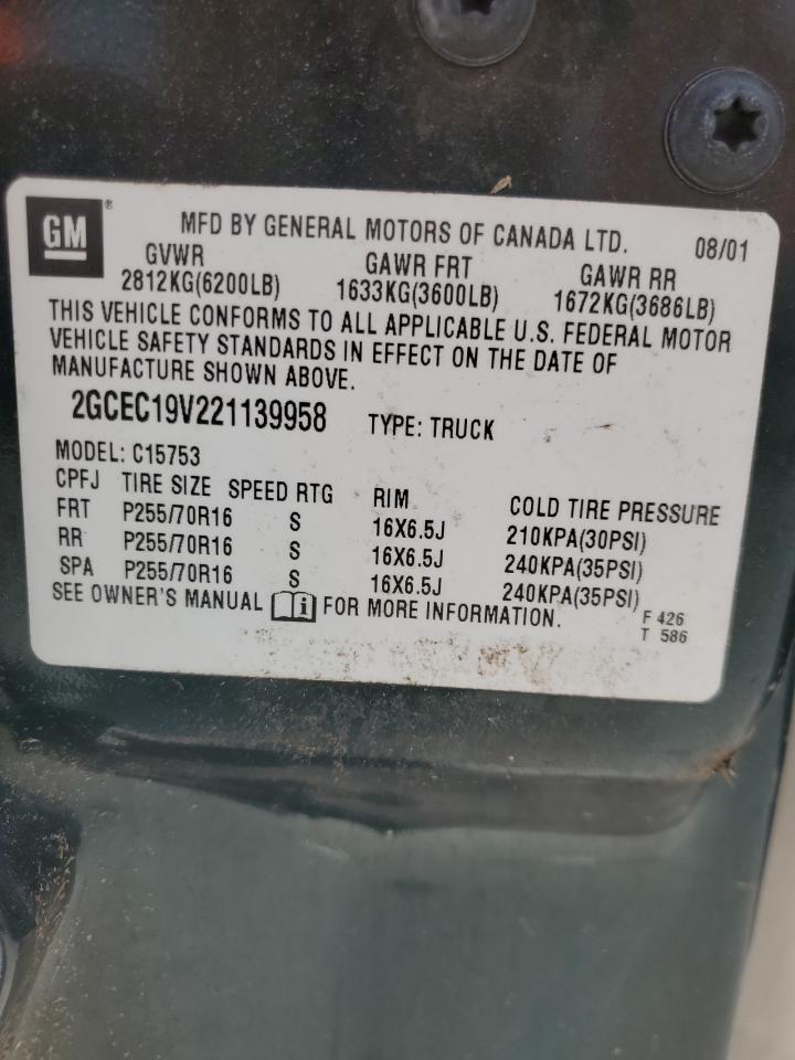 2GCEC19V221139958 2002 Chevrolet Silverado C1500