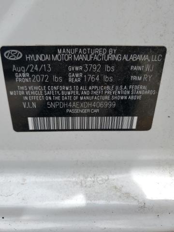 2013 Hyundai Elantra Gls VIN: 5NPDH4AEXDH406999 Lot: 55926894