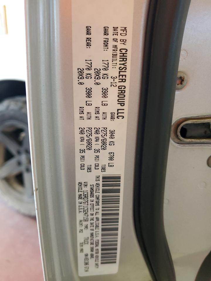 1C6RD7GT1CS247158 2012 Dodge Ram 1500 Slt