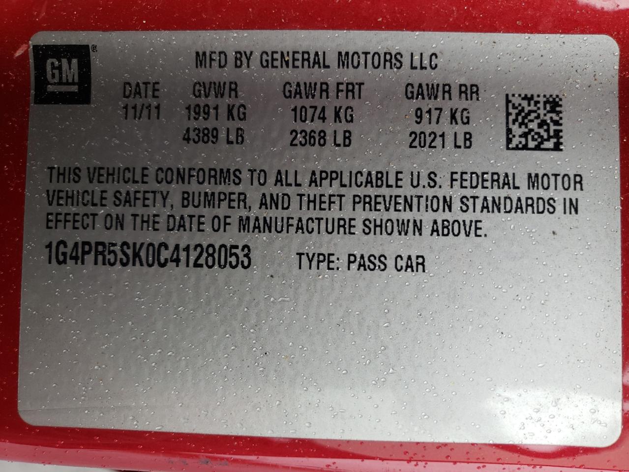 1G4PR5SK0C4128053 2012 Buick Verano Convenience