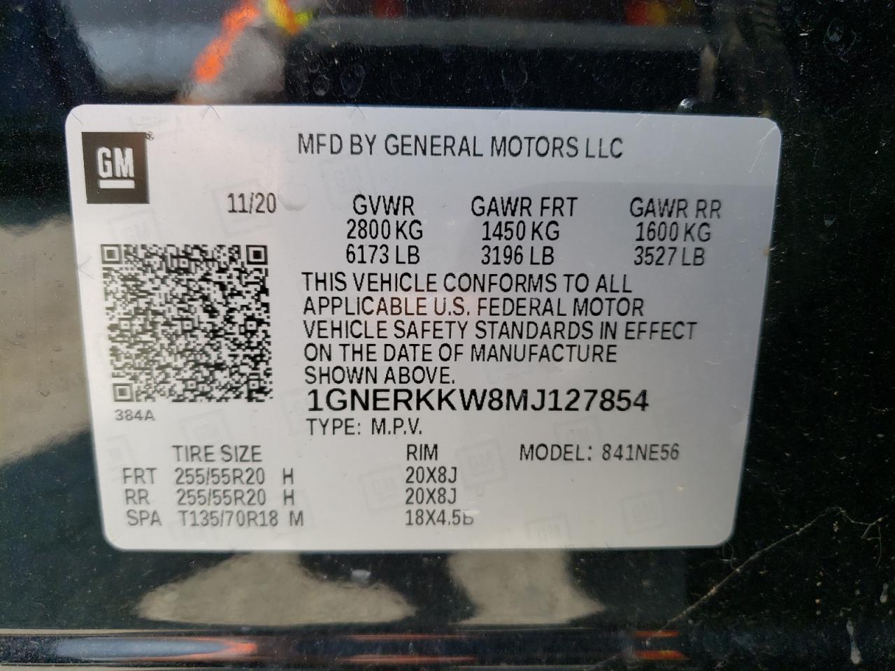 1GNERKKW8MJ127854 2021 Chevrolet Traverse Premier