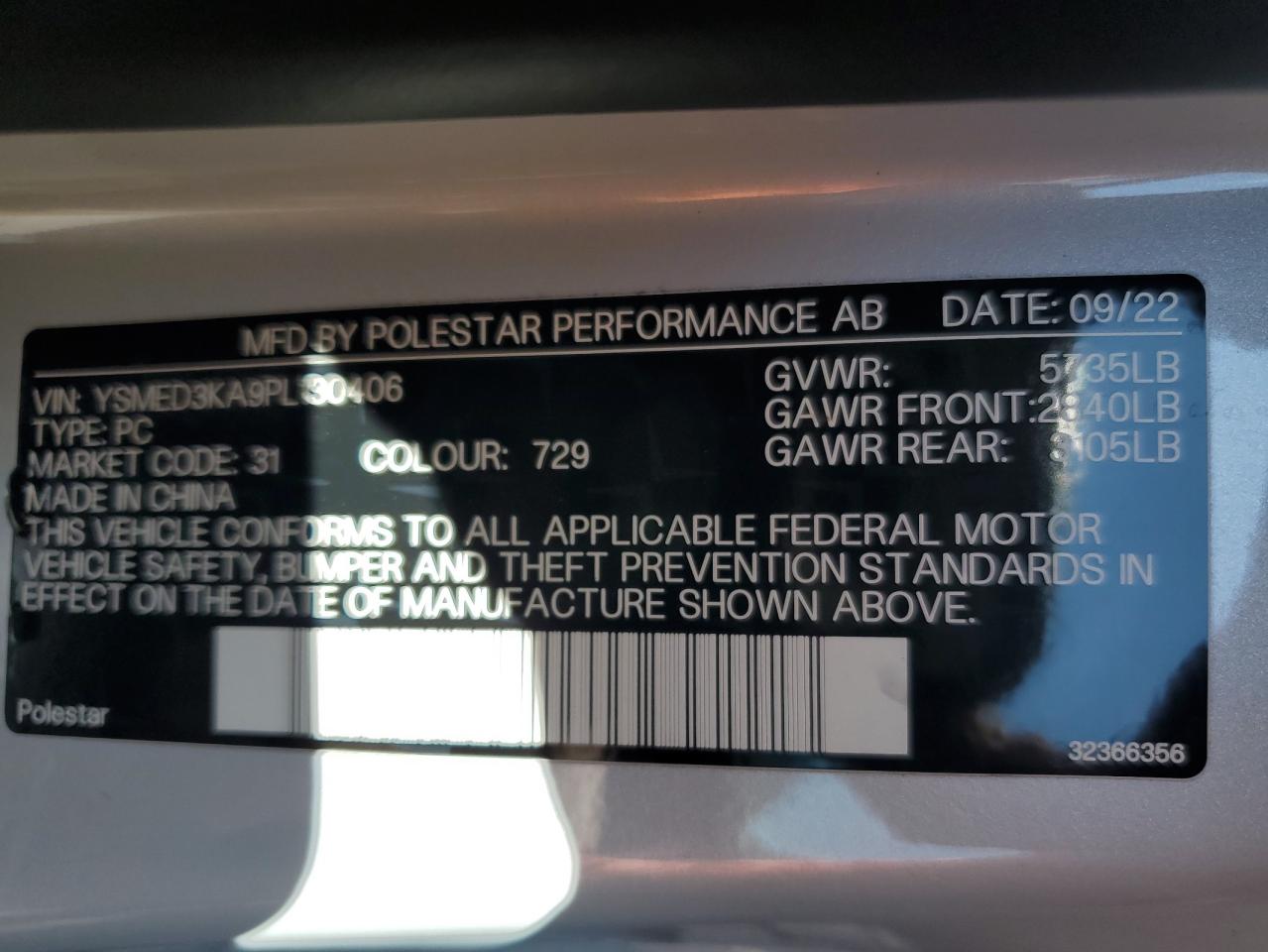 YSMED3KA9PL130406 2023 Polestar 2