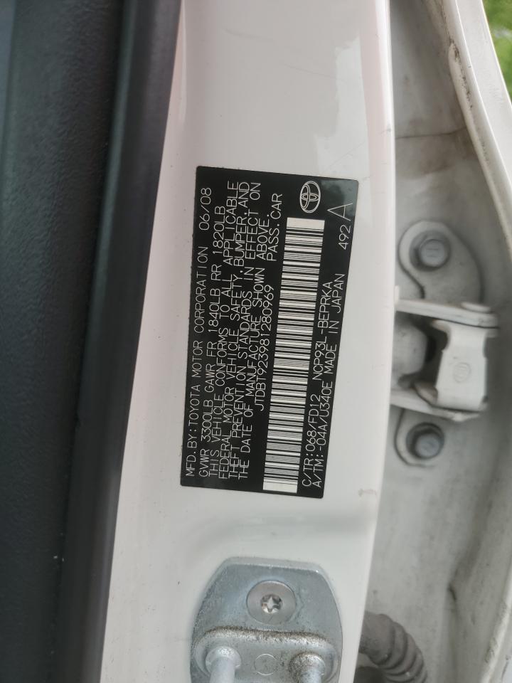 JTDBT923981280969 2008 Toyota Yaris