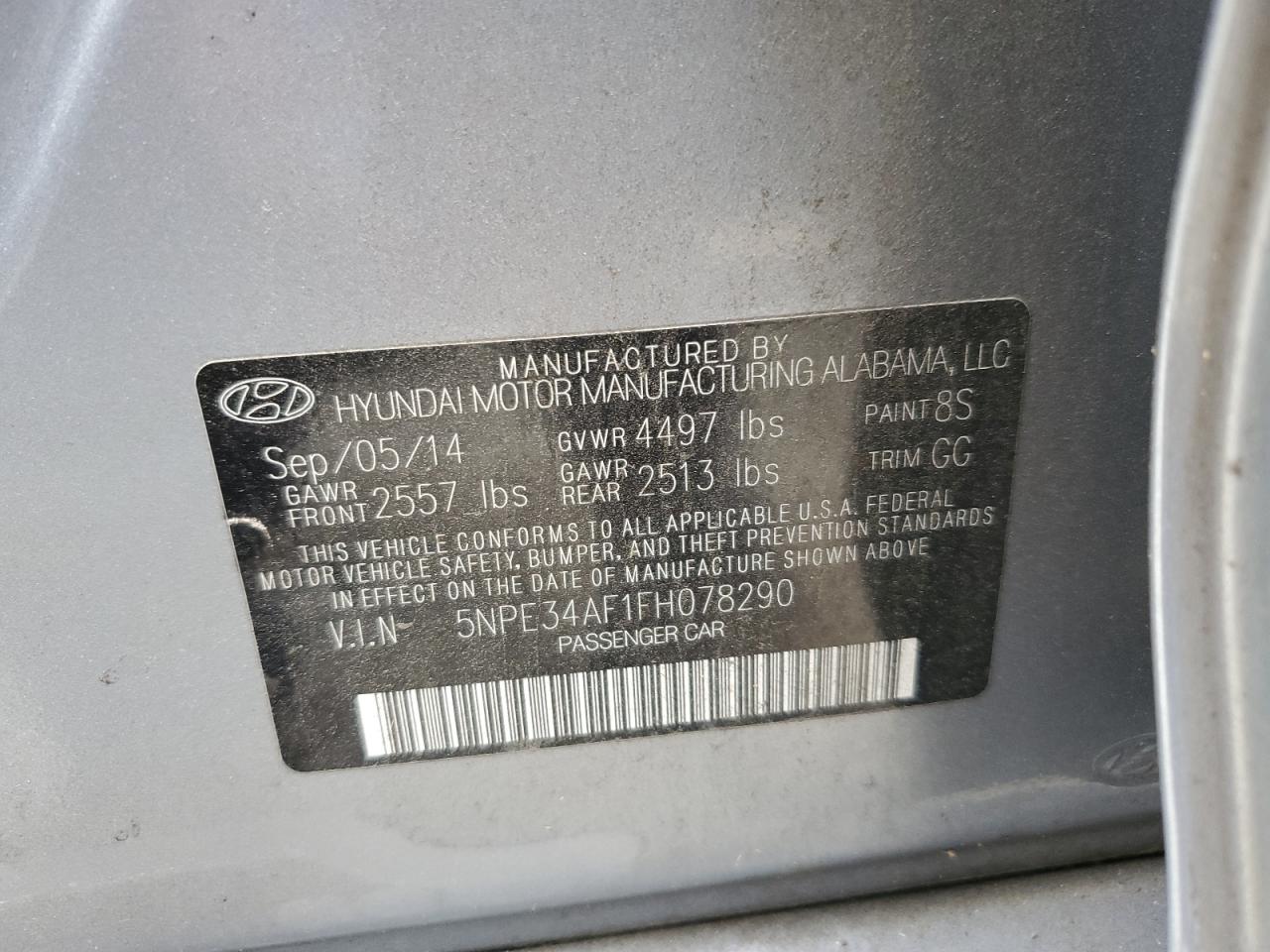 5NPE34AF1FH078290 2015 Hyundai Sonata Sport