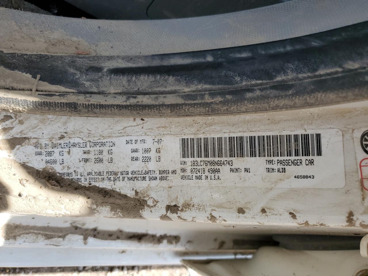 1B3LC76M08N664743 2008 Dodge Avenger R/T