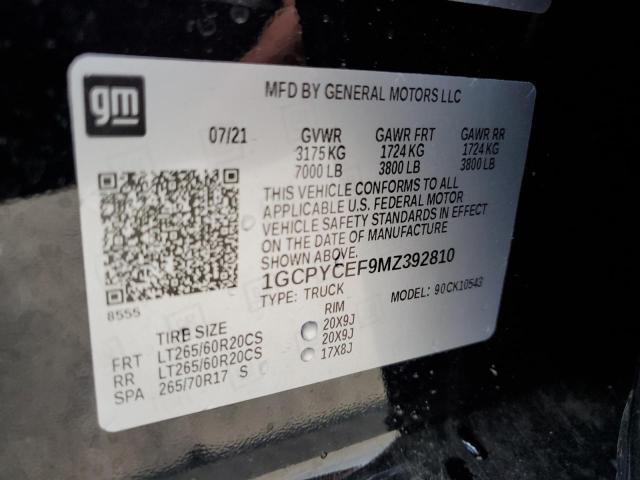 2021 Chevrolet Silverado K1500 Trail Boss Custom VIN: 1GCPYCEF9MZ392810 Lot: 56697064