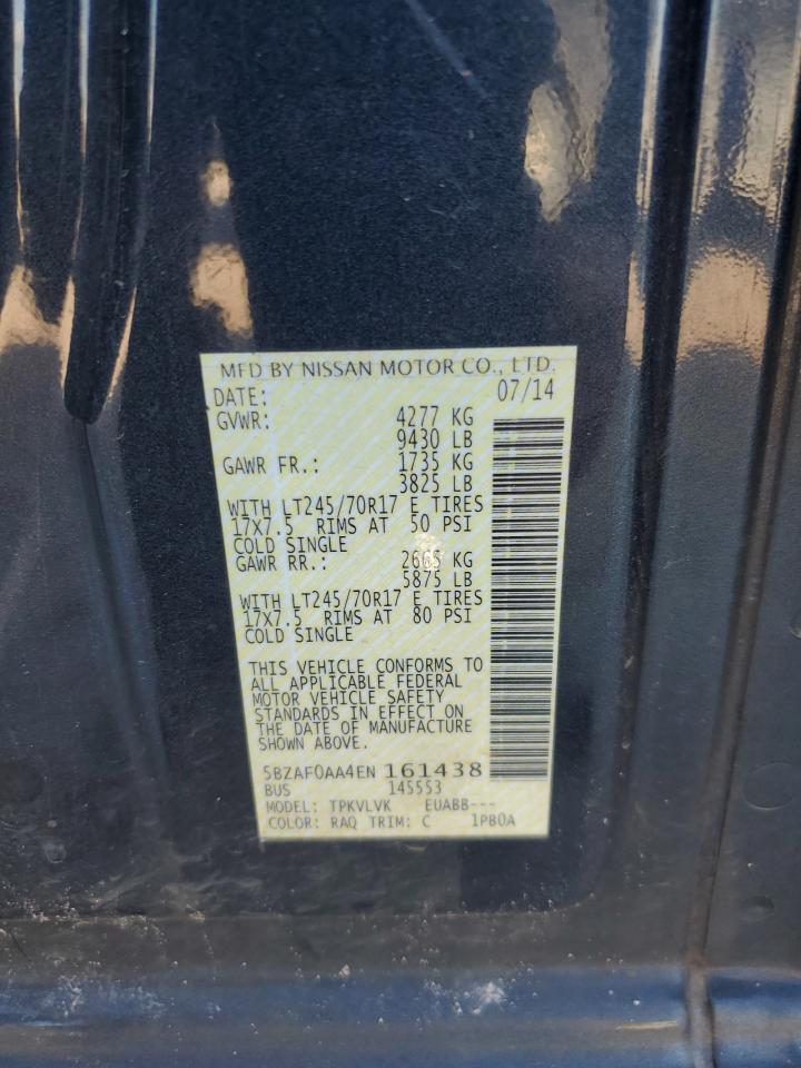 5BZAF0AA4EN161438 2014 Nissan Nv 3500 S