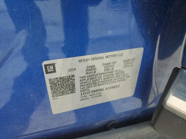 2020 Chevrolet Bolt Ev Premier VIN: 1G1FZ6S06L4108693 Lot: 55758164