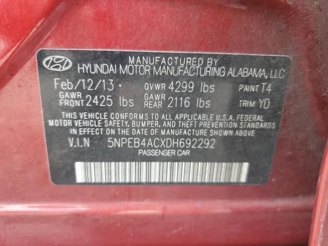 2013 Hyundai Sonata Gls VIN: 5NPEB4ACXDH692292 Lot: 54753954