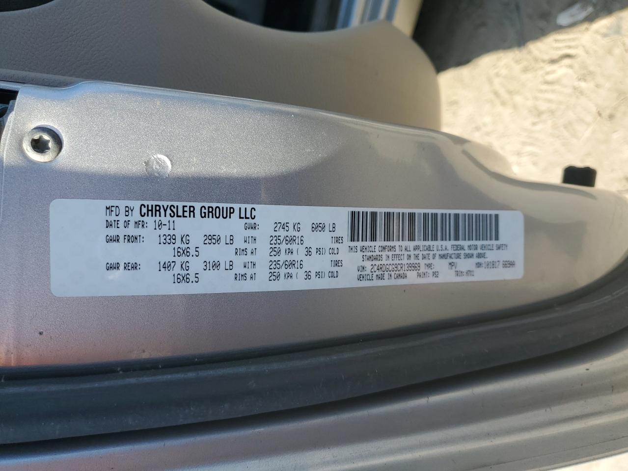 2C4RDGCG9CR139969 2012 Dodge Grand Caravan Sxt