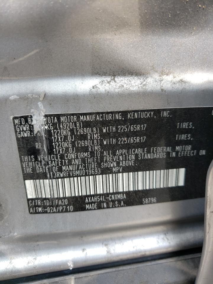 4T3RWRFV9MU019693 2021 Toyota Rav4 Xle