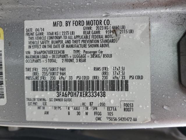 VIN 3FA6P0H7XER333438 2014 Ford Fusion, SE no.12