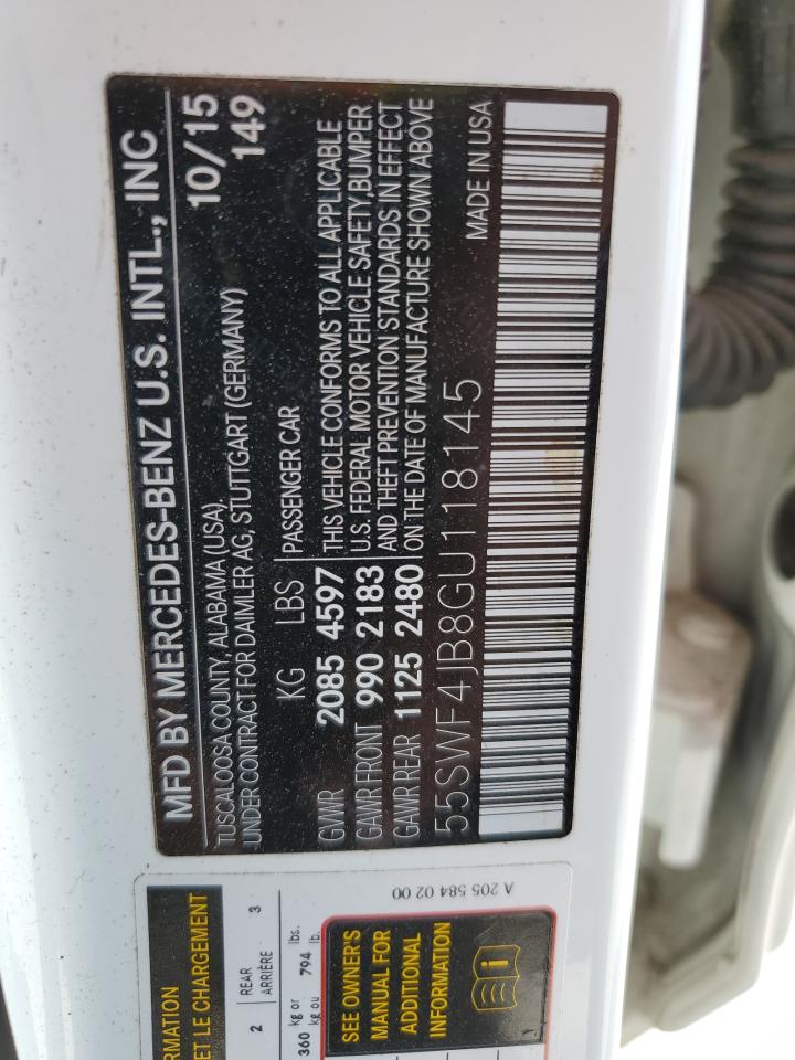 55SWF4JB8GU118145 2016 Mercedes-Benz C 300