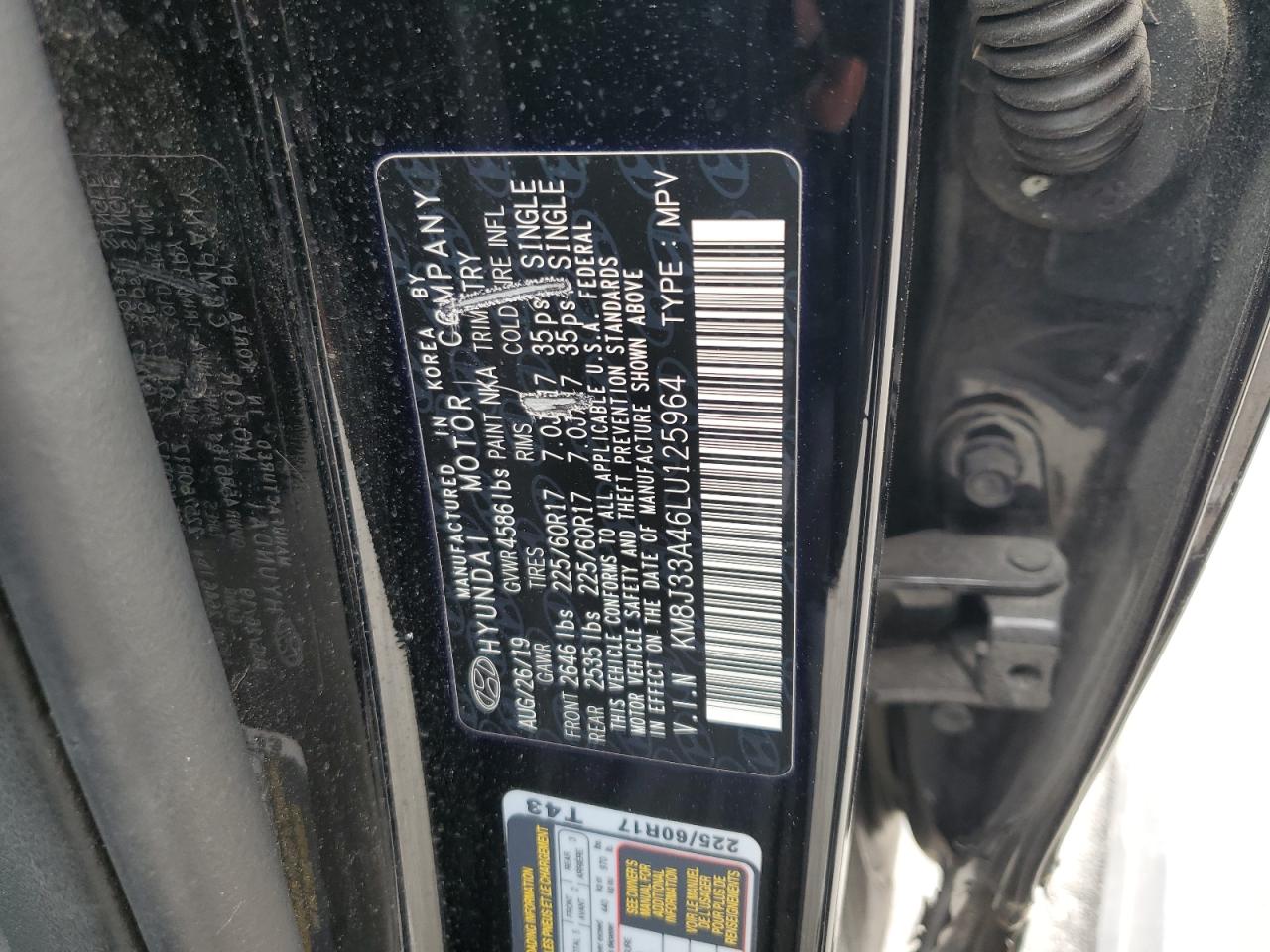 KM8J33A46LU125964 2020 Hyundai Tucson Limited