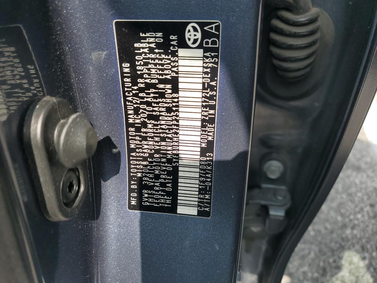 5YFBURHE2FP251148 2015 Toyota Corolla L